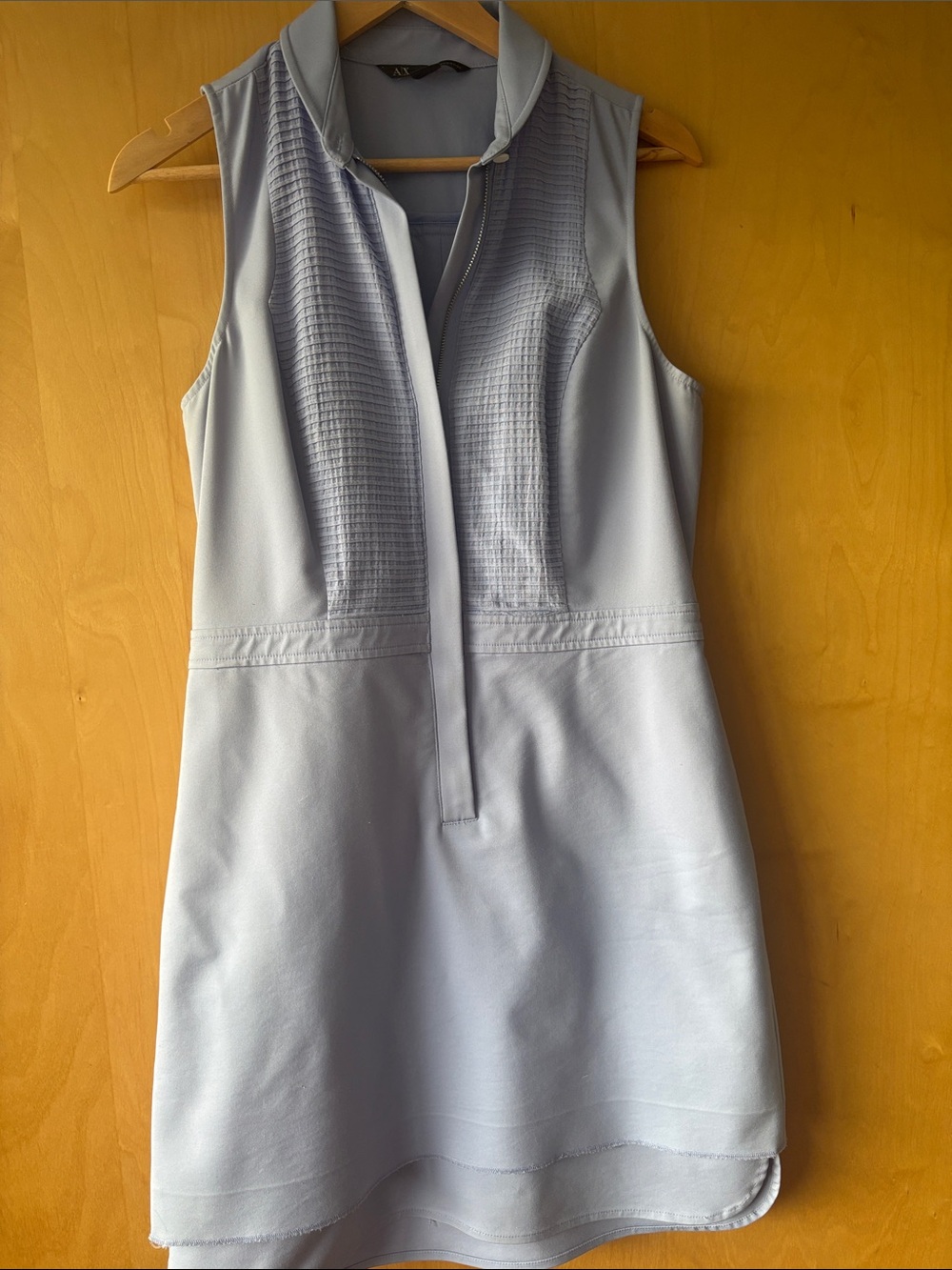 Armani Exchange Sleeveless Light Blue/lilac Zip-Front Mini Dress